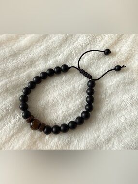 Black Beaded Adjustable Bracelet